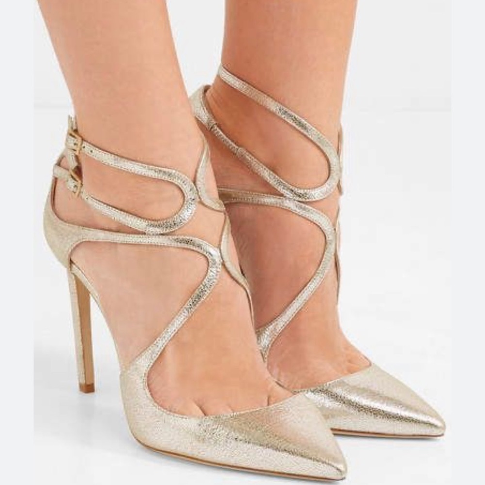 Size 38 Jimmy Choo Lancer in metallic silver great condition party shoes holiday